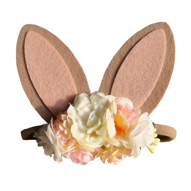 Baby Wide Bunny Ear Floral Headbands Photography Prop Lacehair Bows Bands For Babies Infant Hairbands Hair Accessories