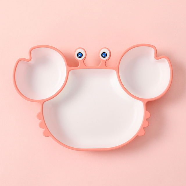 Baby Bowls Plates Spoons Silicone Suction Feeding Food Tableware Free Non-slip Baby Dishes Crab Food Bowl Feeding for Kids