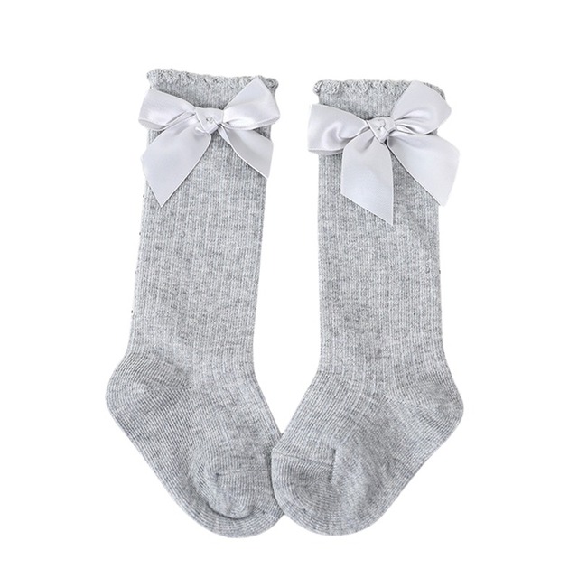 Kids Children Girls Socks With Bows Cotton Baby Girls Socks Soft Toddlers Long Socks For Kids Princess Knee High Socks