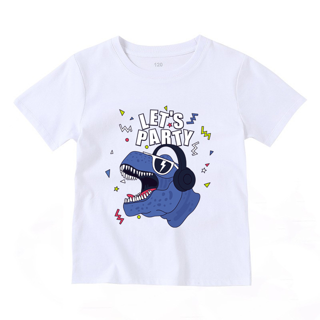 2022 Fashion Boys and Babies' Short Sleeve T-shirt Boys T-Rex Crewneck Dinosaur T-shirt Cotton Tops Tees Summer Clothes