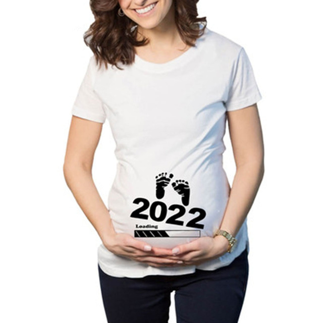 Pregnant Women T-Shirt Lady Letter Printed Maternity Short Sleeve Pregnancy Announcement Shirt 2022 Summer Mom Top Tees Clothes