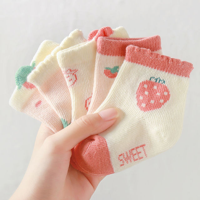 5 Pairs Infant Socks Spring Autumn New Cute Cartoon Cotton Socks Breathable Loose Lace Kids Socks Toddler Girl Autumn Clothes 2022