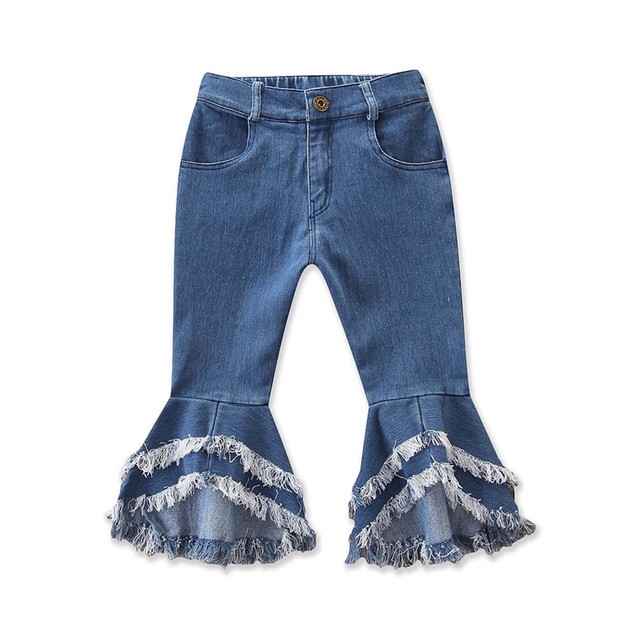 Spring All-match Girls Jeans Trumpet Elastic Waist Flared Pants Children Trousers Bell bottom Jeans For Girls Clothing 2-7 Years