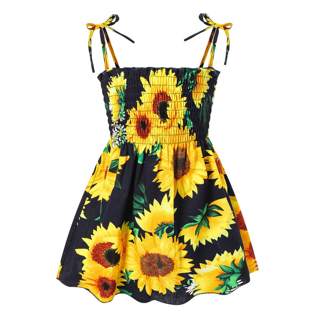 Baby Kids Toddler Baby Girls Dresses Sunflower Slip Floral Dress Beach Dress Clothes for Girl Summer Dresses Vestido Bebes 2022