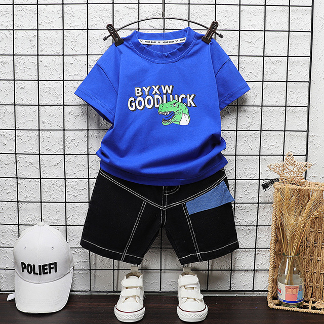 New summer baby clothes suit children boys girls dinosaur cotton T-shirt shorts 2pcs/sets baby casual outfit kids tracksuits