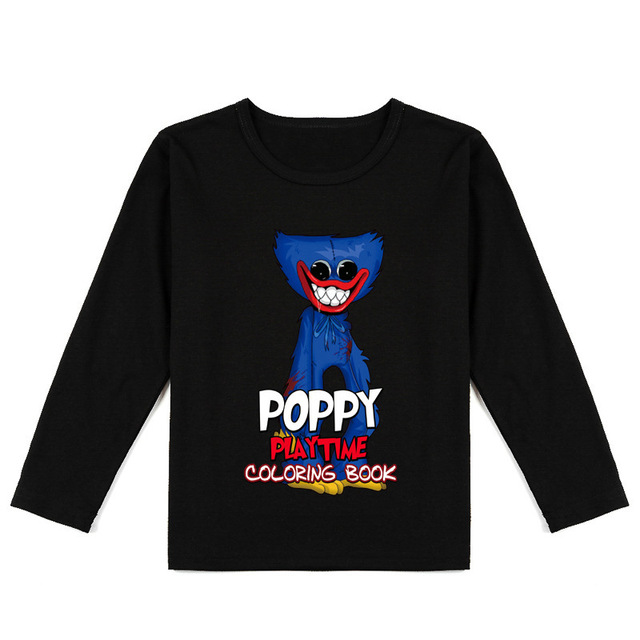 Casey Messi Houji Wai T-shirt Kids Costumes Scary Poppy Poppy Clothes for Boys Play Long Sleeve Clothes for Girls Casual T-shirts Harajuku