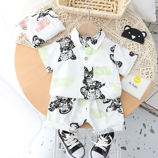 New Summer Baby Clothes Suit Children Boys Girls Fashion Shirt Shorts 2 Pieces/Set Toddler Cartoon Casual Uniforms Kids Tracksuits