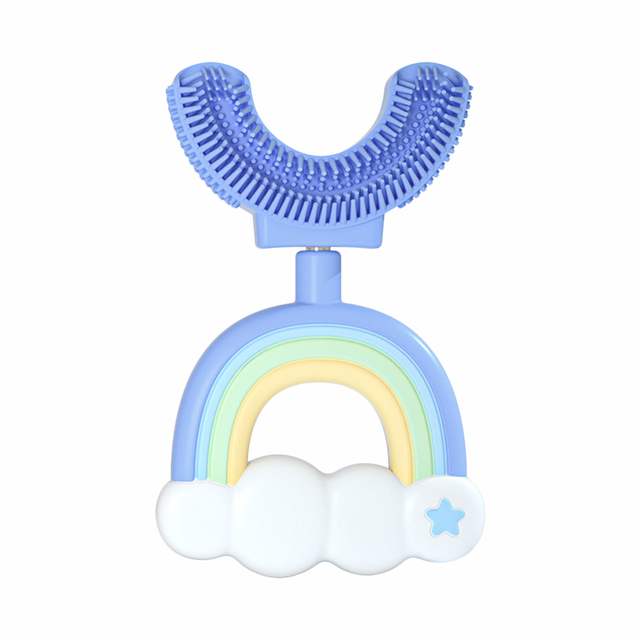 Children's U-shaped Silicone Toothbrush Rainbow Clouds Shape 360 ​​Degree Teething Soft Brushing Device Baby Oral Oral Clean