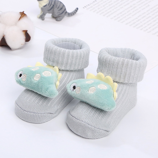 Newborn Baby Girl Boy Cute Cartoon Pattern Cotton Socks Infant Anti-slip Warm Floor Socks Medium Tube Knitted Socks