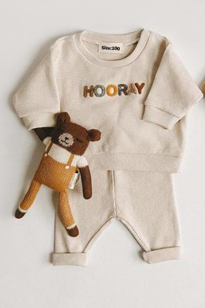 Spring Autumn Baby Sweatshirt Suit Baby Girl Boy Cotton Set Embroidered Letters Kids Pajamas Suit Newborn Baby Boy Girl Outfits