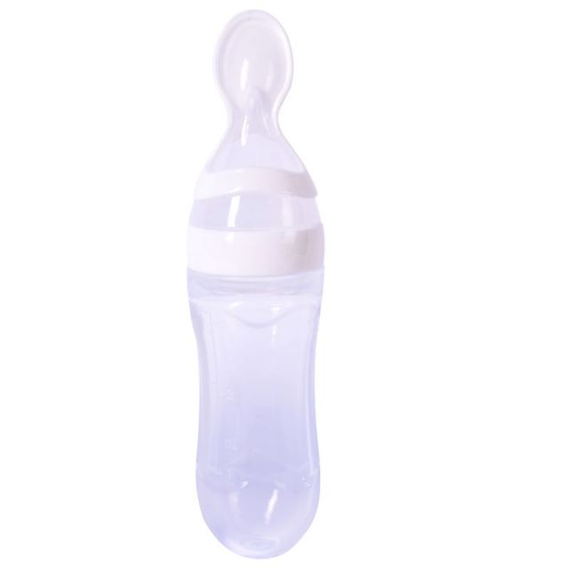 Newborn Baby Silicone Feeding Bottle Training Rice Spoon Baby Cereal Food Supplement Safe Tableware