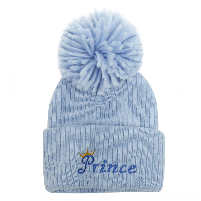 New autumn and winter baby hat embroidered letter hair ball knit hat for children winter hat wool hat