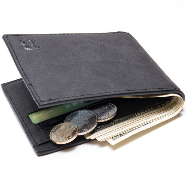 Men's PU Leather Short Wallet Multifunction Wallet Men Zipper Coin Purse Small Money Clip Wallet