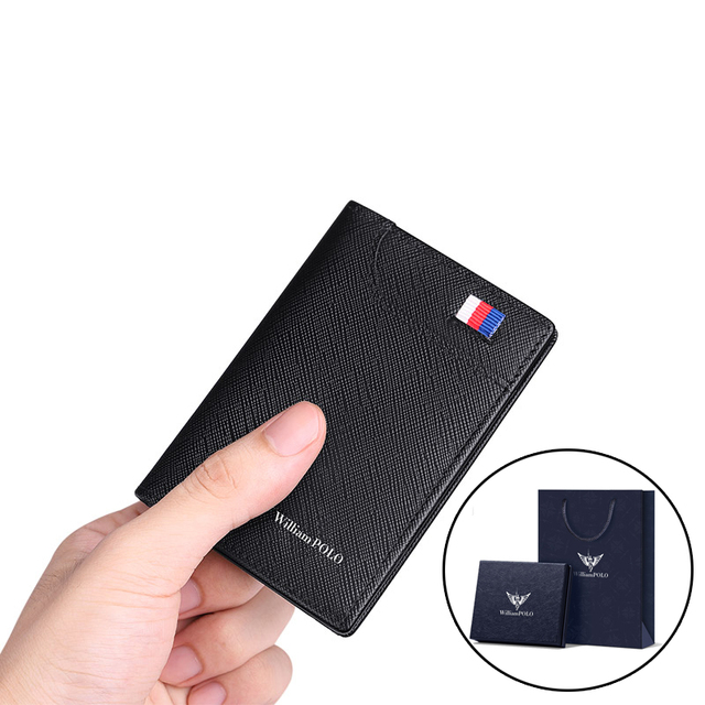 Williaampolo Men Wallet 6 Card Holders Wallet For Men Luxury Leather Credit Card Wallet Male Small Wallet Gift For Husband Black