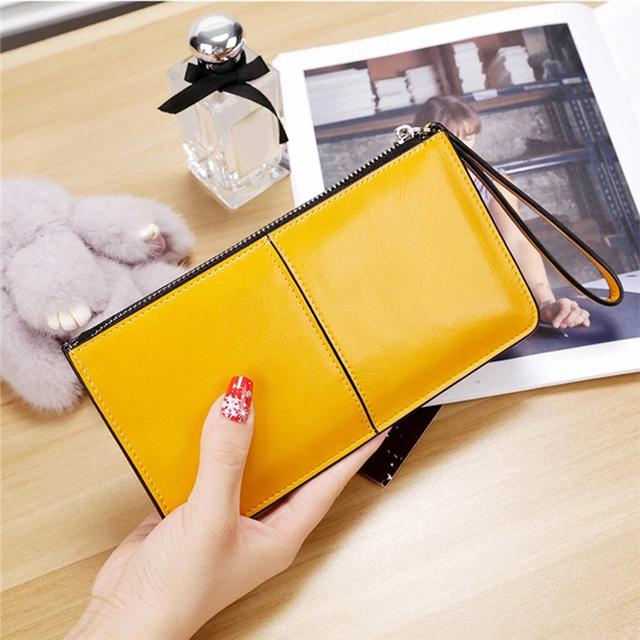 New Fashion Women Office Lady PU Leather Long Wallet Clutch Zipper Business Bag Wallet Card Holder Large Capacity Wallet