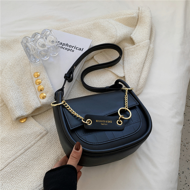 Burminsa Small Saddle Shoulder Crossbody Bags for Women Brand Designer Half Circle Flap Armpit Soft Ladies Handbags Spring 2022