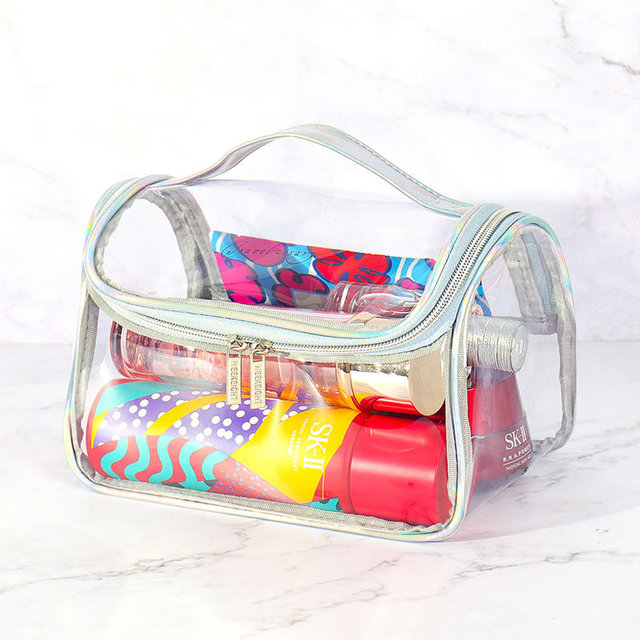 Bfuming Fashion Portable Makeup Bag for Women PVC Transparent Waterproof Large Capacity Travel Cosmetic Storage Bag