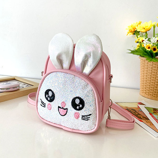 Cute Embroidered Rabbit Backpack Kindergarten School Bag Multi-purpose Girls Messenger Bag Shoulder Bag Children's Accessories