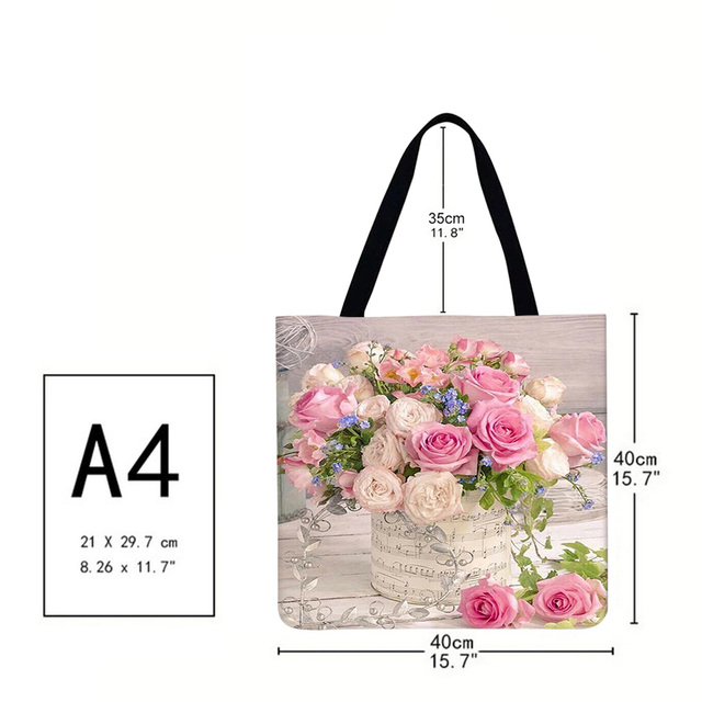 Practical Linen Square Shopping Bag Casual Ladies Daily Shopping Bag Large Capacity Storage Household Handbags