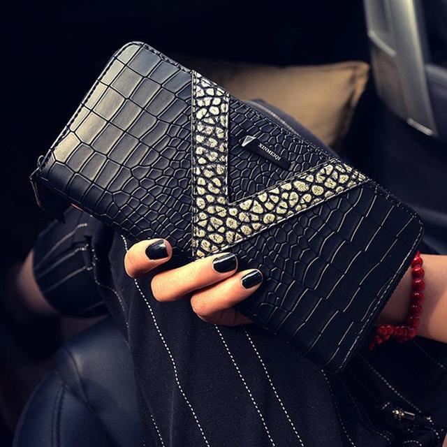 Women's Wallet Crocodile Pattern Purse Female Long Wallet Coin Purse Fashion Zipper Bag for Women Card Holders Clutch Money Bag