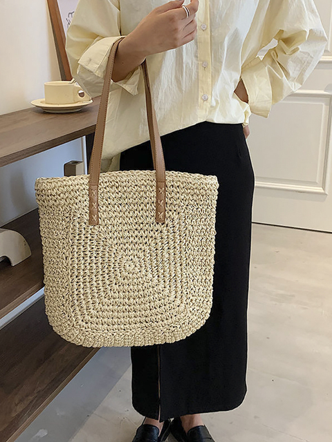 summer woven women bag large capacity straw woman shopper beach handmade handbags high design for women fashion female shoulder bag