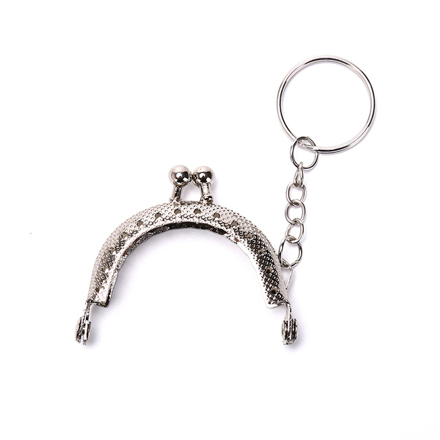 1pc 5cm Coin Purse Metal Frame With Keychain DIY Arc Frame Kiss Clasp Lock