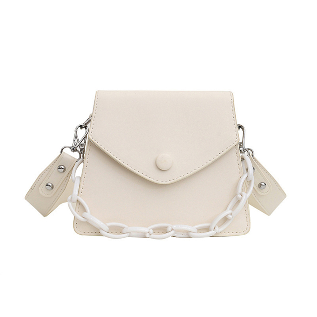 Solid Color Thick Chain Small PU Leather Crossbody Bags For Women 2022 Hit Summer Shoulder Cross Body Bag Ladies Handbags