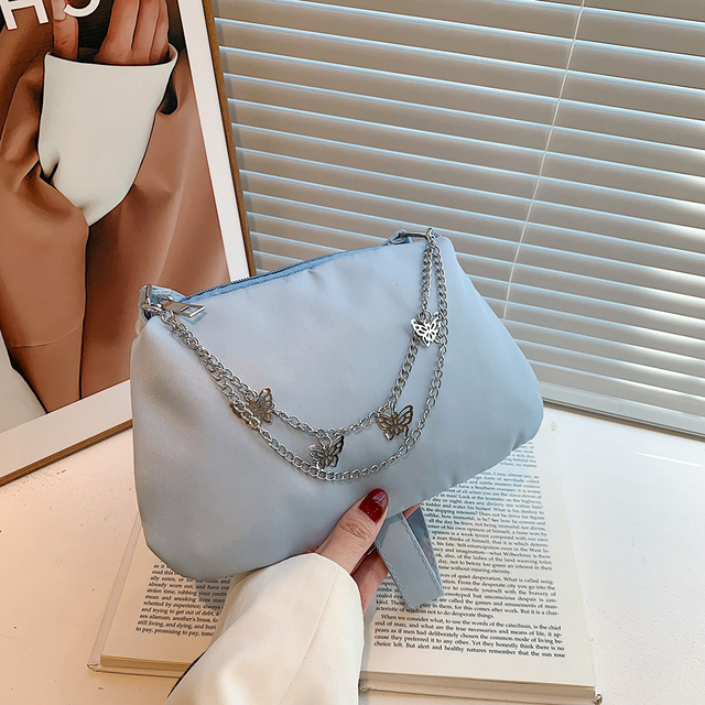 Ladies Underarm Nylon Shoulder Bag Fashion Solid Butterfly Chain Exquisite Handbags Ladies Designer Fashion Bags Female Bag