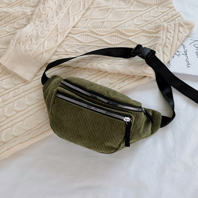 Ladies Designer Canvas Fanny Pack Fashion Street Money Banana Phone Chest Bag Bum Belt Bags Women Corduroy Waist