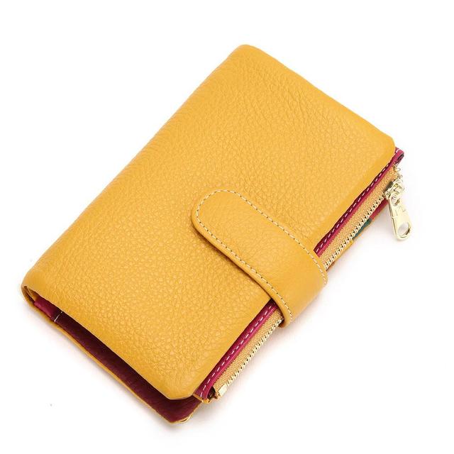 Fashion women's new small wallet multi-card zipper bag fashion buckle first layer cowhide coin purse female