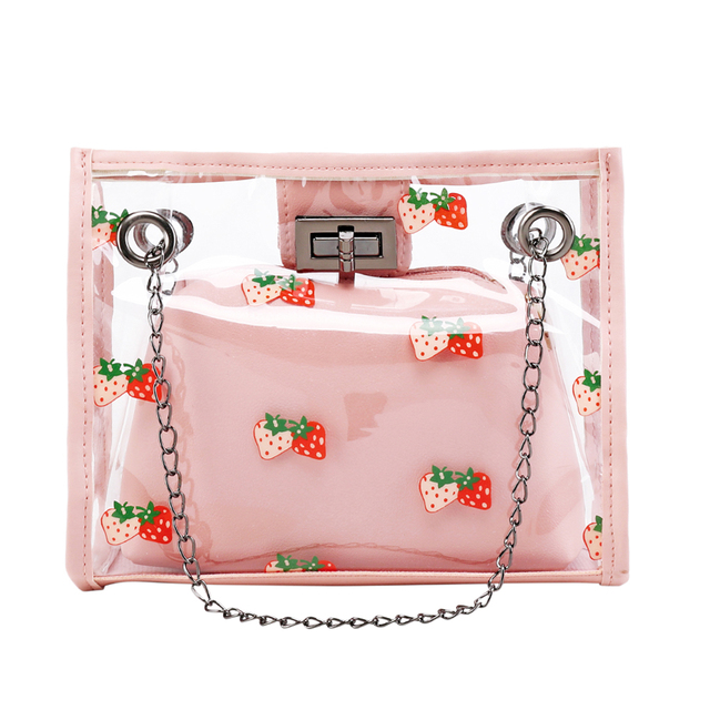 2pcs Transparent Mini Summer Bags Women Buckle Clear PVC Jelly Small Shoulder Bag Female Chain Camouflage Messenger Bags Tote