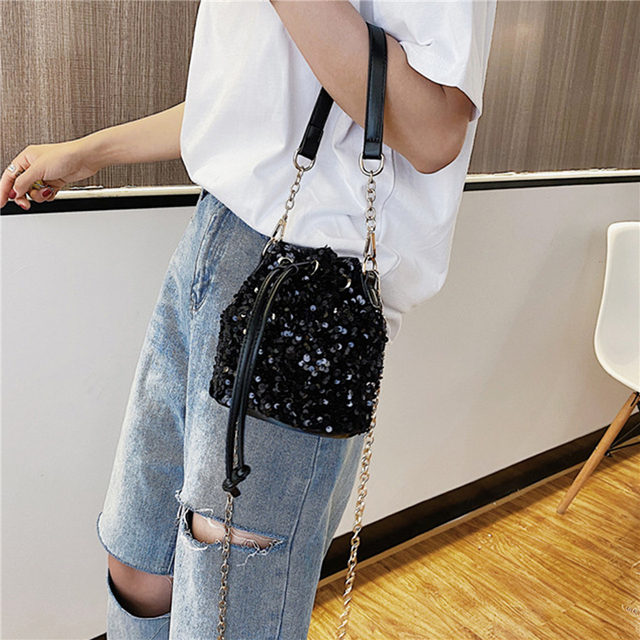 purses and handbags for women 2021 sequin chain bucket bags tote ladies shoulder bag girls crossbody bags for ladies