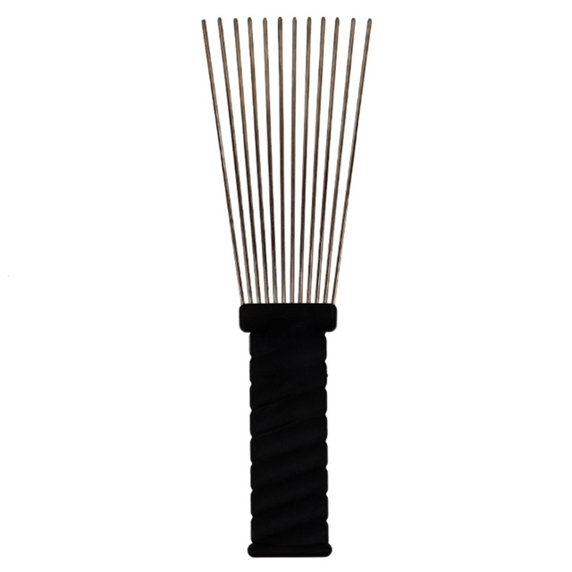 Wide Tooth Salon Use Black Metal African American Pick Comb Insert Curly Hairbrush Afro Hair Comb For Hair Styling Tool