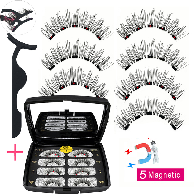 LIKOFO Magnetic Eyelashes with 5 Magnets Natural Handmade 3D/6D False Eyelashes Acrylic Box Long False Eyelashes Cosmetics for Gift