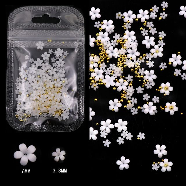 Flower Nail Art Acrylic Decoration Mixed Size White Rhinestones Silver Gem Manicure Tool Accessories For DIY Nail Design