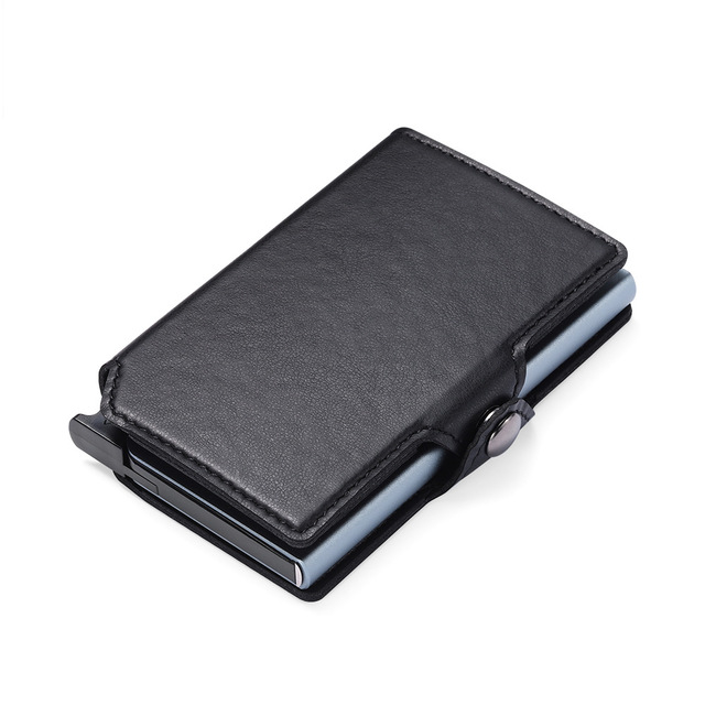 Anti RFID Credit Card Holder Men Bank ID Card Holder Bag Male Slim Metal Leather Magsafe Minimalist Pocsafe Small Aluminum Wallet