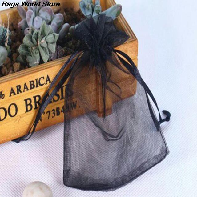 100pcs/lot Organza Jewelry Bag Tulle Drawstring Bag Jewelry Display Packaging Jewelry Pouches Wedding Gift Jewelry Display