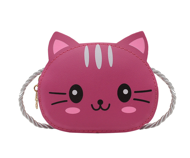 New Children Small Bags Baby Girls PU Leather Small Shoulder Crossbody Bags Cute Cat Kids Coin Purse Wallet