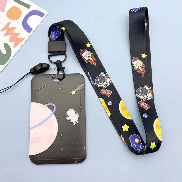 New Cartoon Space ID Credit Bank Card Holder Students Bus Visiting Card Case Door ID Badge Cards Cover for Women Men Pendants