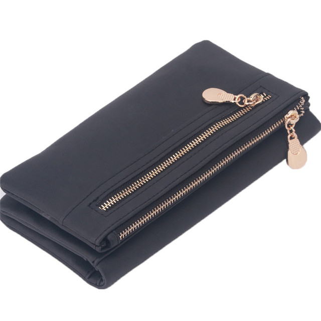 Fashion Women Wallets Dull Polish Leather Wallet Double Zipper Day Clutch Purse Wristlet Coin Purse Card Holder Billetera