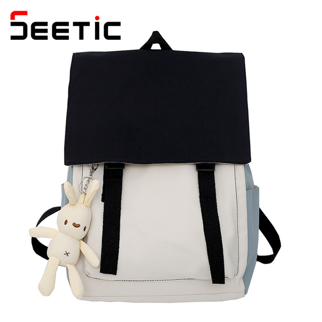 SEETIC New Kawaii Women Backpack Fashion Waterproof Students Backpack High Quality School Bag Anti-theft Nylon Backpack Female