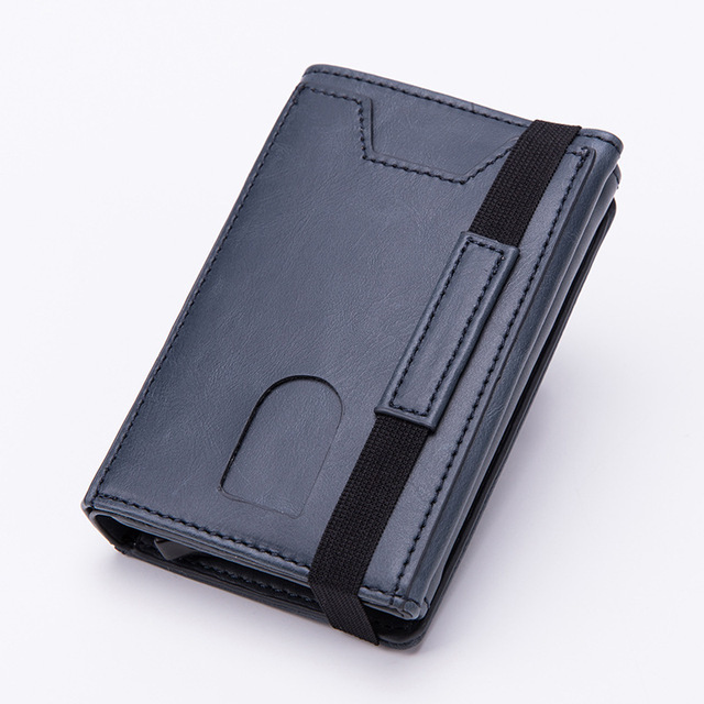 Anti-magnetic card holder anti-theft multifunctional PU wallet men aluminum alloy bank card automatic pop up business card box