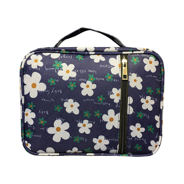 Portable Canvas Bible Cover Floral Pattern Handbag with Handle & Zippered Pocket Tote Book Holder Waterproof Cover