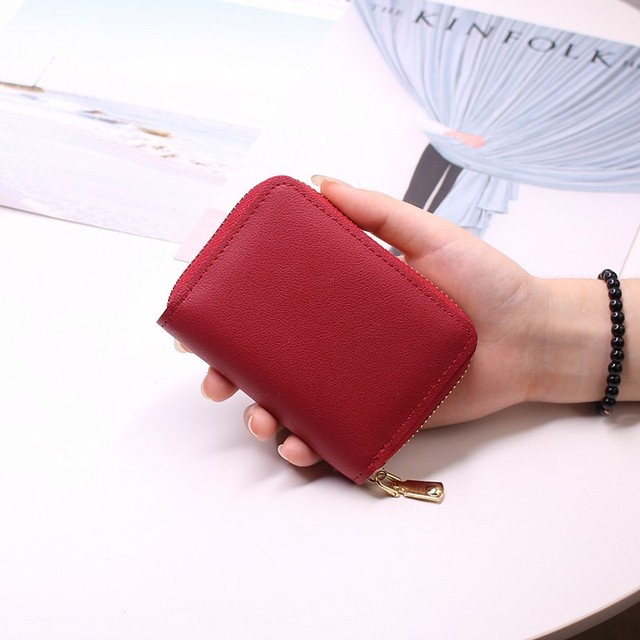 Women/Men Business Card Holder Wallet Case Red/Black/Grey/Yellow/Blue/Purple Credit Card Case 26 Bit Zipper Card Wallet