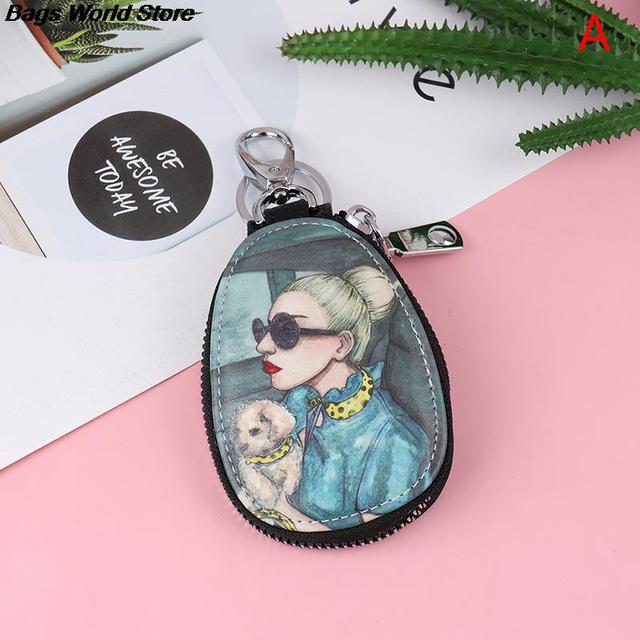 Fashion 1PC Women Key Bag Cartoon Girl Students Leather Key Wallets Key Case Car Key Chains Cover New Lovely Key Holder