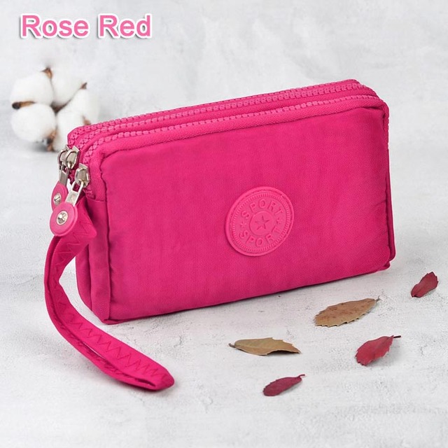 3 Zippers Lady Purses Women Wallets Brand Clutch Coin Purse Cards Keys Money Bags Canvas Short Woman Girls Wallet Pierce Bags