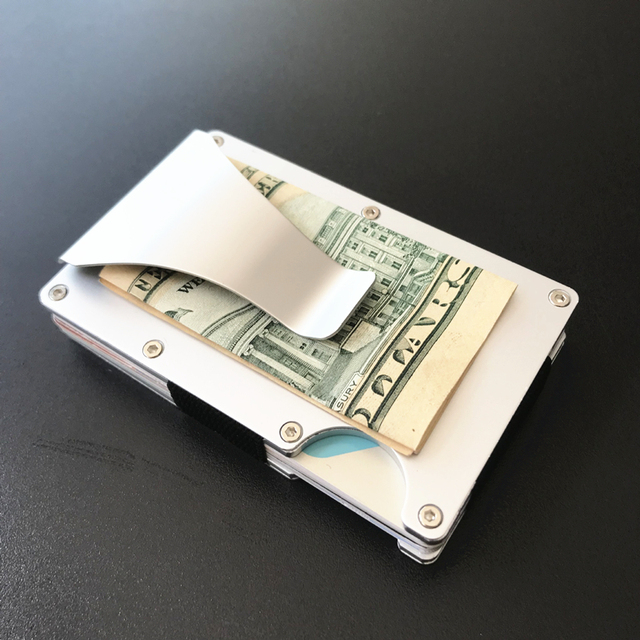 New Slim Aluminum Card Holder for Men, Mini Wallet with RFID Lock, Anti-theft Protection, Metal Money Clip