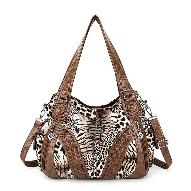 Fashion Retro Leopard Hobos Women Handbag Casual Soft PU Waterproof Large Capacity Zipper Crossbody Shoulder Bag For Female