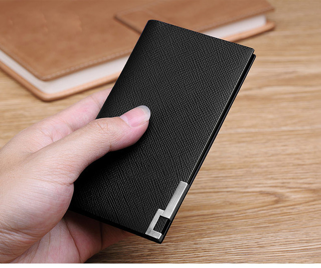 Men Wallet Fashion 100% Real Leather Card Holder Metal Wallet Credit Card Case PL185142