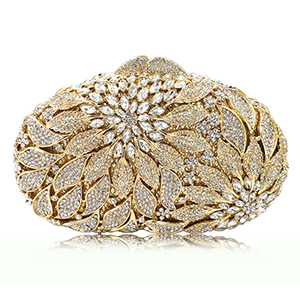 Gold Metal Leaves White Crystals Evening Bags Luxury Women Wedding Party Purse Ball Bag Rhinestone Mini Minaudio Ere